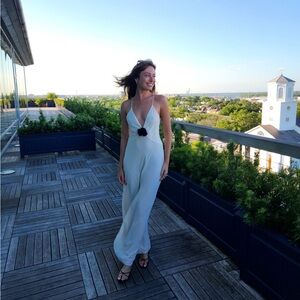 HELSA Sheer Deep V Long Slip Dress